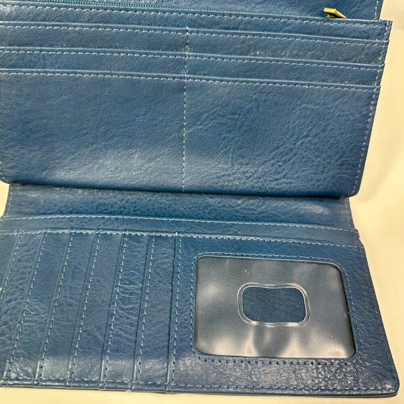 FOSSIL Navy All Genuine Leather Trifold Wallet Billfold Clutch - Picture 8 of 12